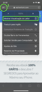 Ativar modo leitura no Safari do iOS